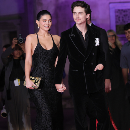 Timothee Chalamet and Kylie Jenner attend the red carpet during the 70th David Di Donatello at Cinecitta Studios on May 07, 2025 in Rome, Italy.