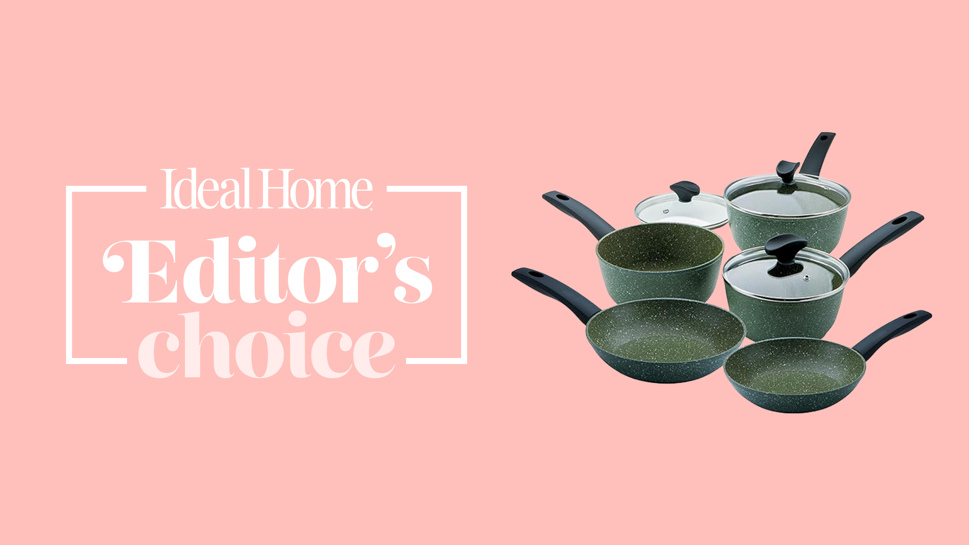 Prestige non-stick pans on pink background