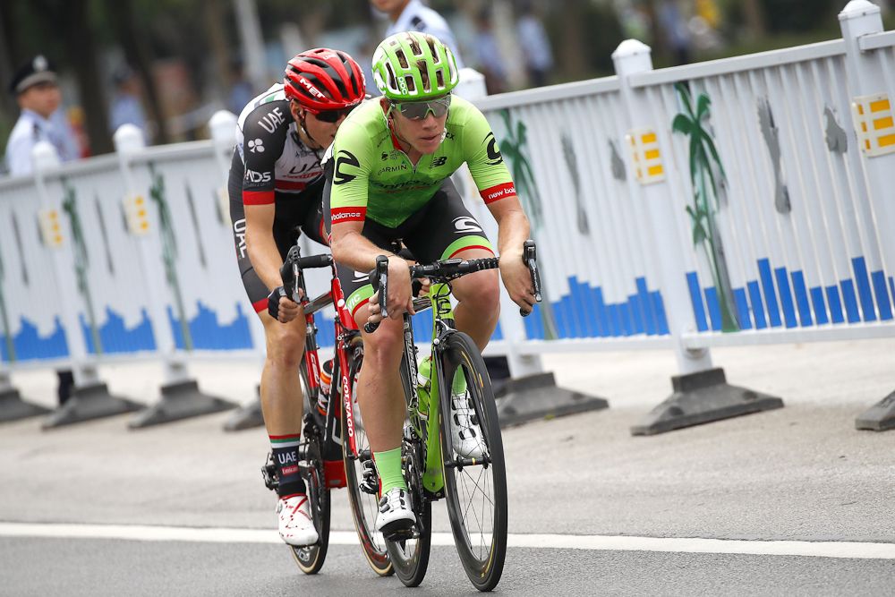 Lawson Craddock (Cannondale - Drapac) and Matej Mohoric (UAE Team Emirates)
