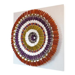 multicolour feather wall decoration