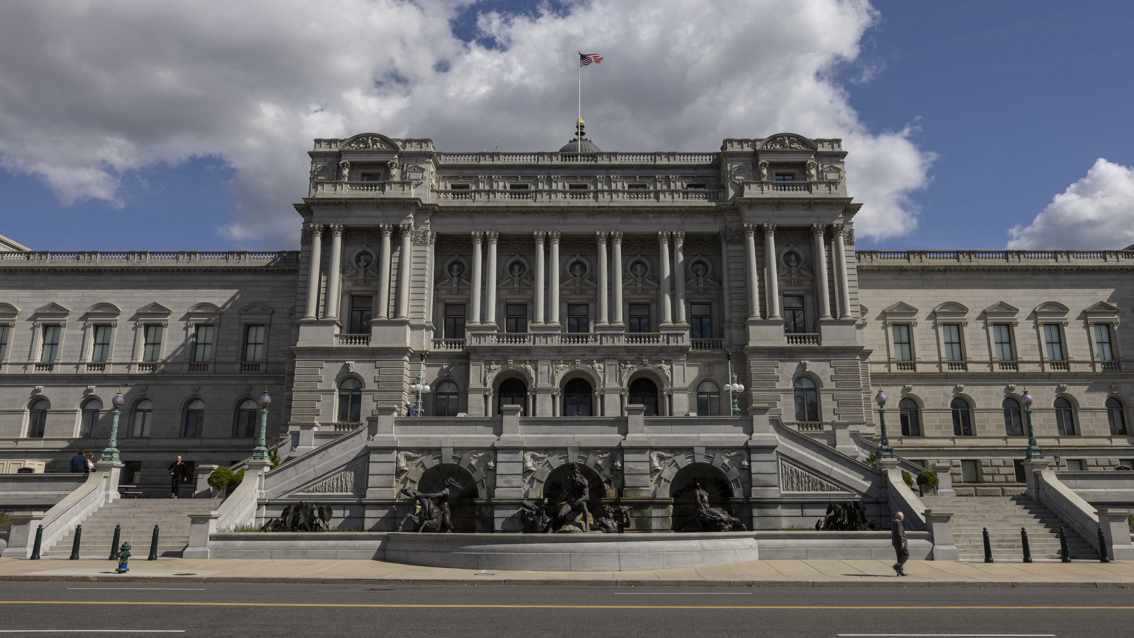The Library of Congress is seen on the second day of the federal government shutdown on October 2, 2025, in Washington D.C. Efforts to end the shutdown stalled as Democrats left Capitol Hill without reaching a funding agreement with President Donald Trump, while the White House warned of potential impacts on public sector jobs. (Photo by Mehmet Eser / Middle East Images via AFP) (Photo by MEHMET ESER/Middle East Images/AFP via Getty Images) 