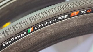 A close up of the hot patch on a Challenge Criterium RS tyre