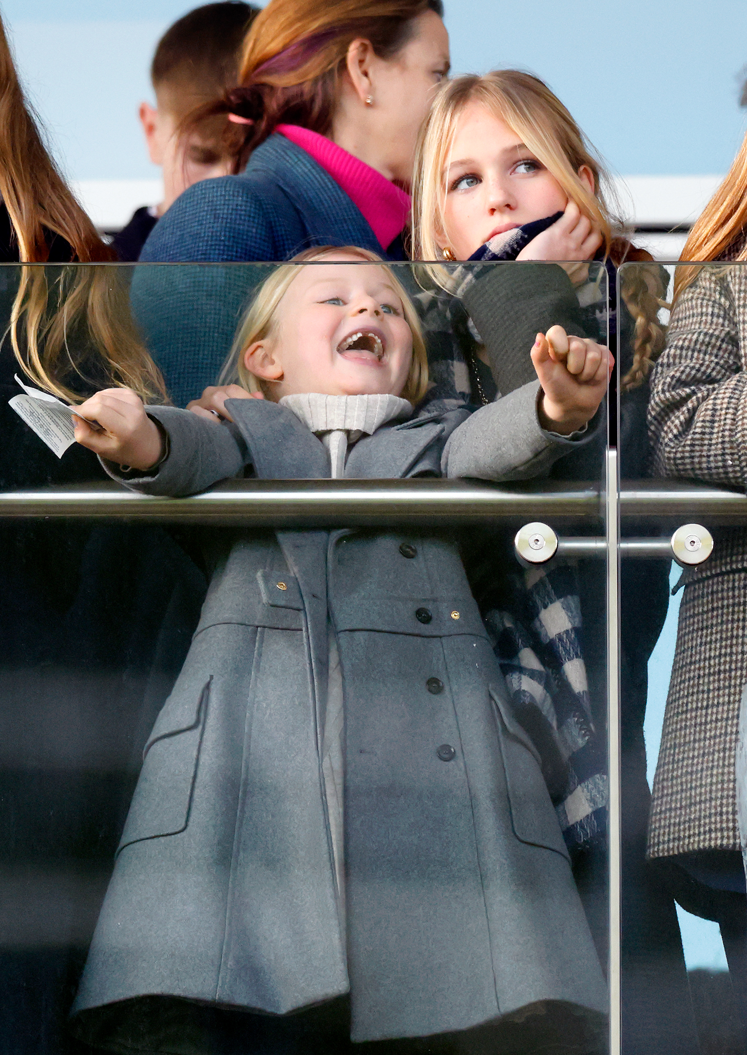 Lena Tindall watches the racing as they attend the New Year's Day Racing Meet at Cheltenham Racecourse on January 1, 2026