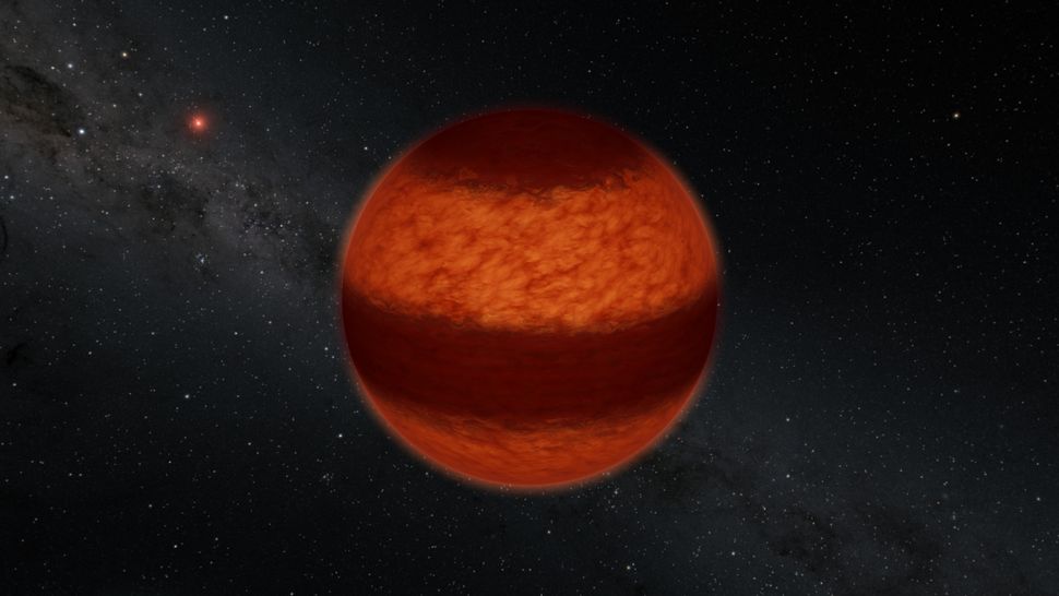 Turbulent skies of nearby 'failed star' marked by thick cloud bands