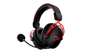 HyperX Cloud Alpha Wireless review: headset on white background with mic attached