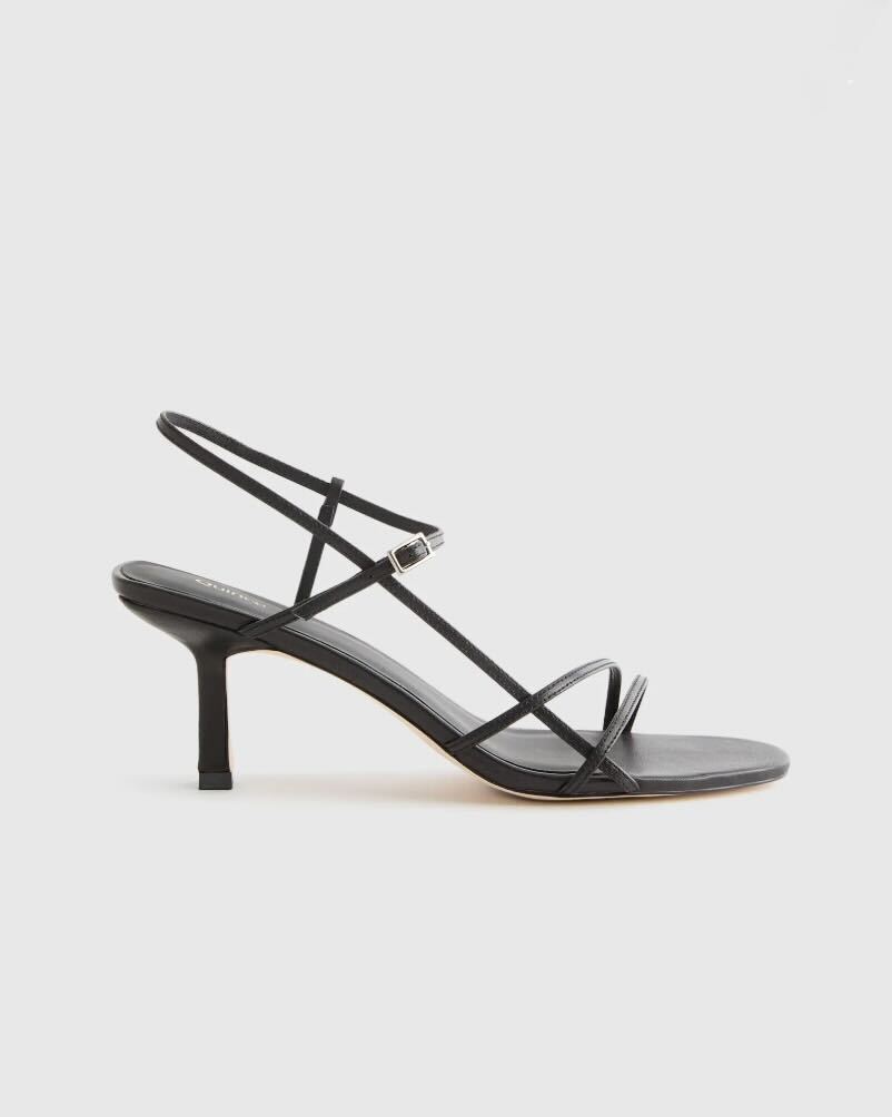 Italian Leather 70mm Strappy Heel in Black