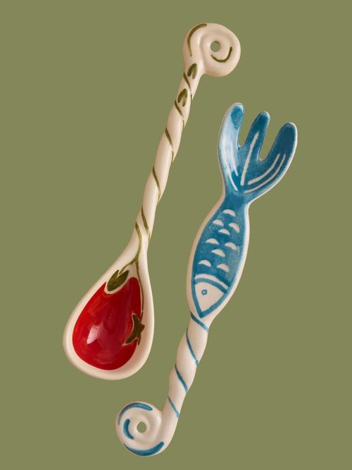 Handpainted Ceramic Salad Servers