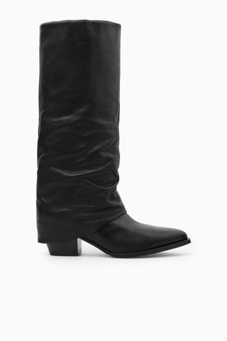 Slouched Leather Knee Boots