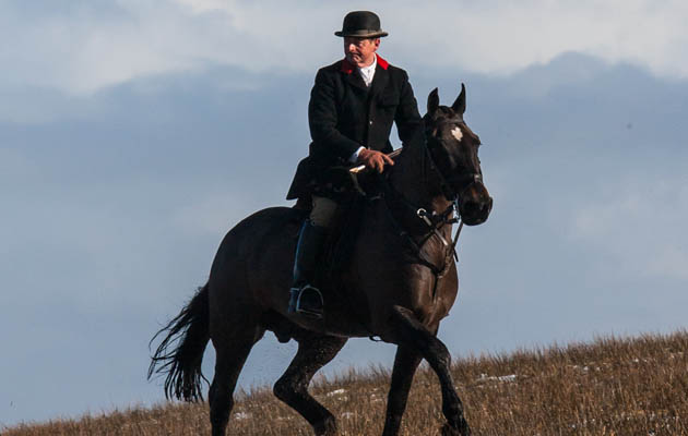 Exmoor Foxhounds meet at Alderman's Barrow, Exmoor, Devon, UK on 2nd March 2015 02 03 2015