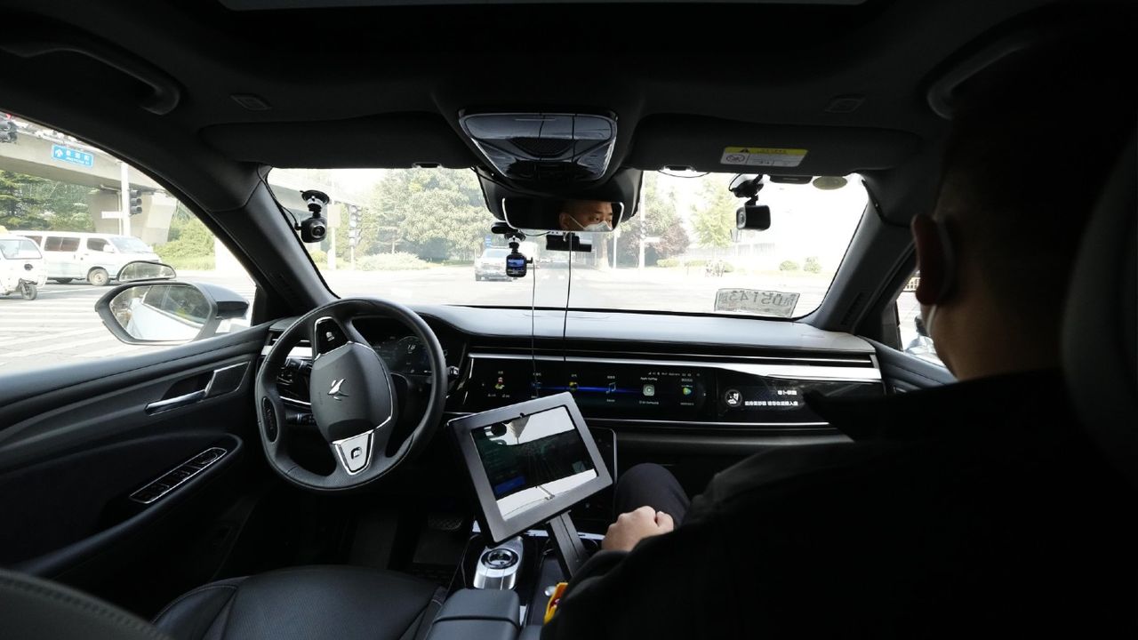 The interior of a self-driving taxi 