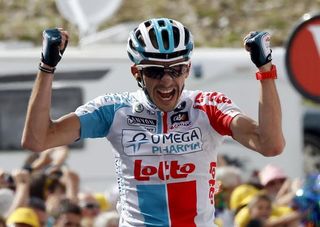 Jelle Vanendert (Omega Pharma-Lotto) celebrates his first professional win