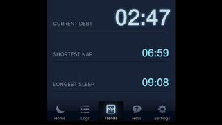 SleepBot's 'sleep debt' running total is simple, but useful