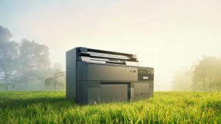 Printer in a grassy field, generated by Adobe and Bing Chat