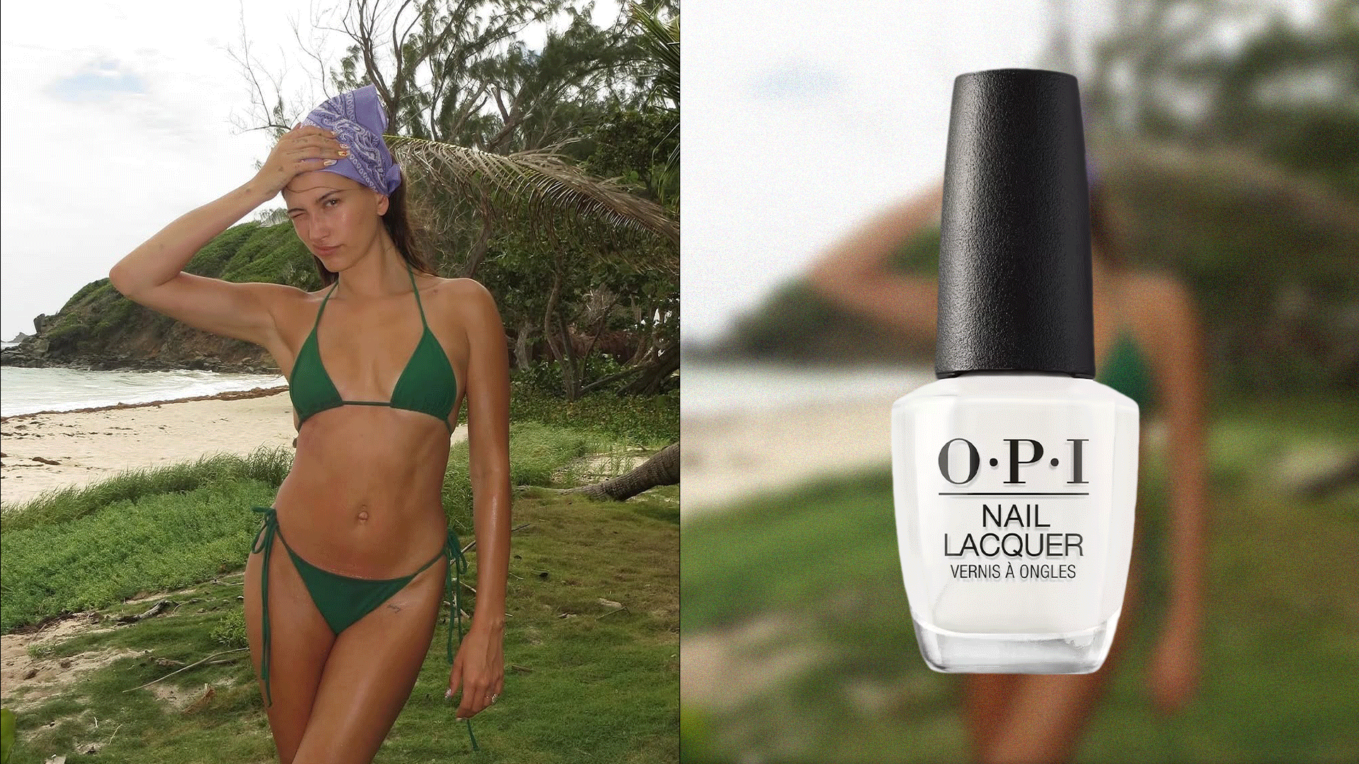 Hailey Bieber nail polish GIF