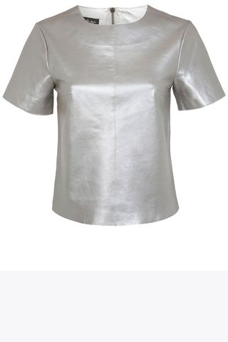 Miss Selfridge Silver Leather Tshirt, £85