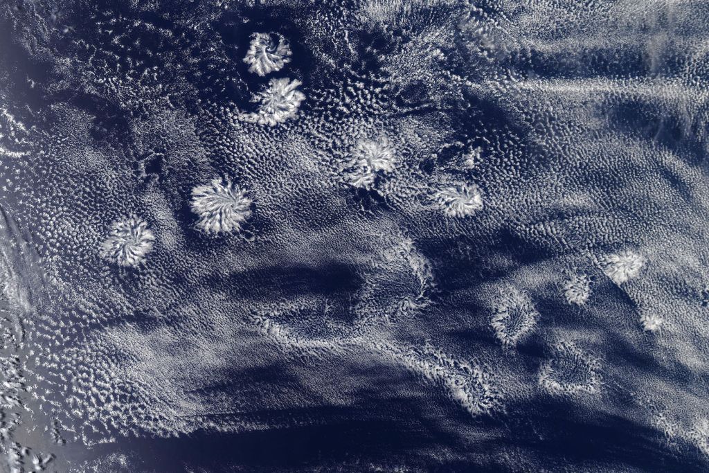 An instrument on NASA&#039;s Aqua satellite captured this image of actinoform clouds form near Australia on Jan.29.. 