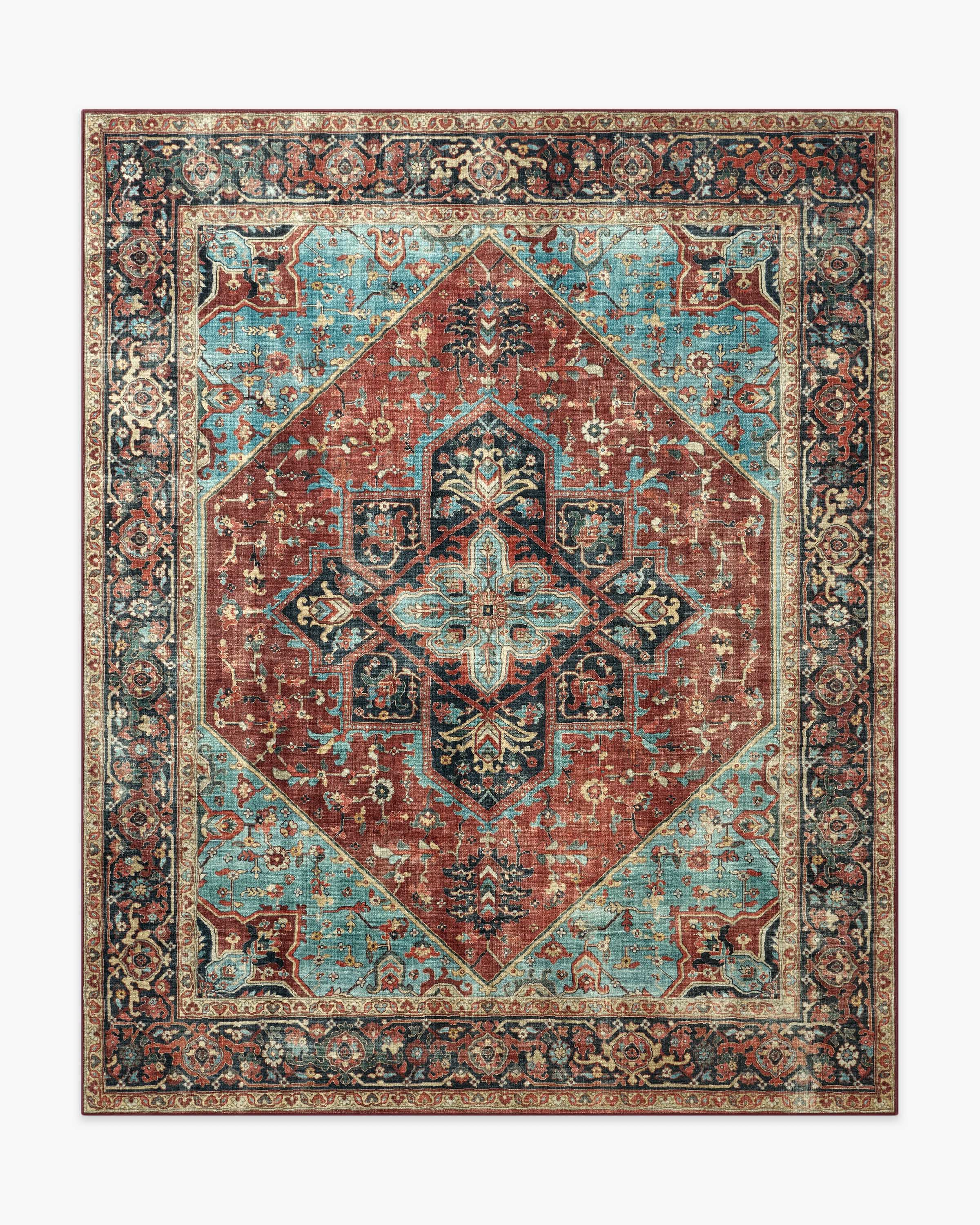 Ruggable, Santiago Crimson &amp;amp; Light Blue Rug