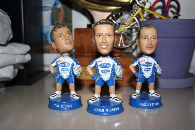 Team bobble heads for Boonen, Johan Museeuw and Paolo Bettini