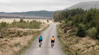 Two gravel riders riding in Galloway, Scotland