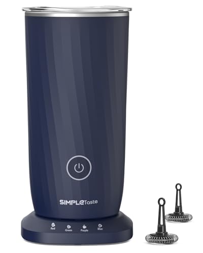 Simpletaste Milk Frother, 4-In-1 Electric Milk Frother and Steamer, Automatic Warm and Cold Foam Maker and Milk Warmer for Latte, Cappuccinos, Dark Blue