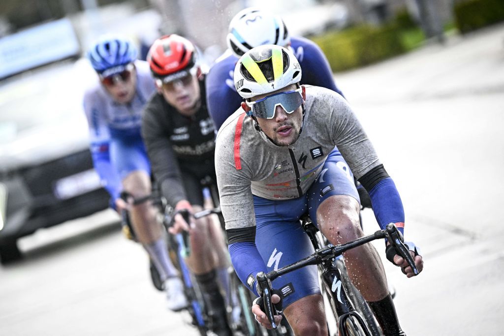 French Thomas Bonnet of TotalEnergies French Mathis Le Berre of ArkeaSamsic Danish Mathias Norsgaard of Movistar Team Australian Kelland OBrien of Team Jayco Alula and Norwegian Martin Urianstad of UnoX pictured in action during the E3 Saxo Bank Classic one day cycling race 2041km from and to Harelbeke Friday 24 March 2023 BELGA PHOTO JASPER JACOBS Photo by JASPER JACOBS BELGA MAG Belga via AFP Photo by JASPER JACOBSBELGA MAGAFP via Getty Images