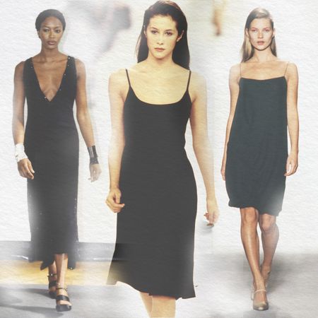 Chanel and Calvin Klein '90s black slip dress.