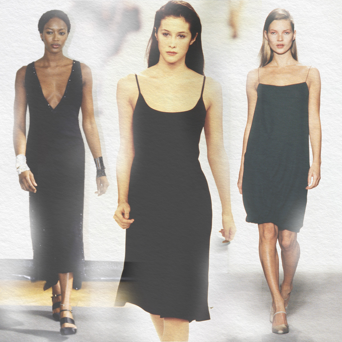 Chanel and Calvin Klein '90s black slip dress.