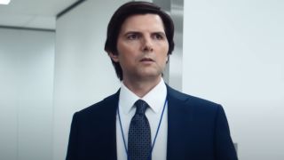 Adam Scott looking stressed as Mark in Season 2 of Severance. 