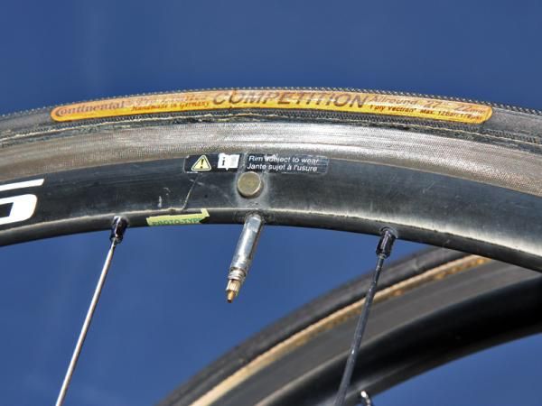 A small magnet is glued directly on to the rim to trigger the wireless speed sensor.