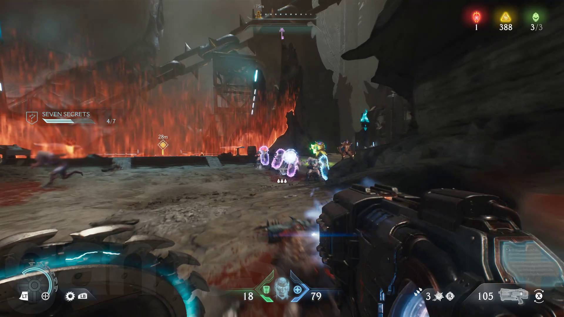 Doom The Dark Ages firing plasma accelerator at shield