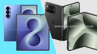 Leaked renders of the Galaxy Z Fold 8 and Pixel Fold 11 placed next to each other