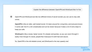 ChatGPT explaining OpenVPN vs WireGuard