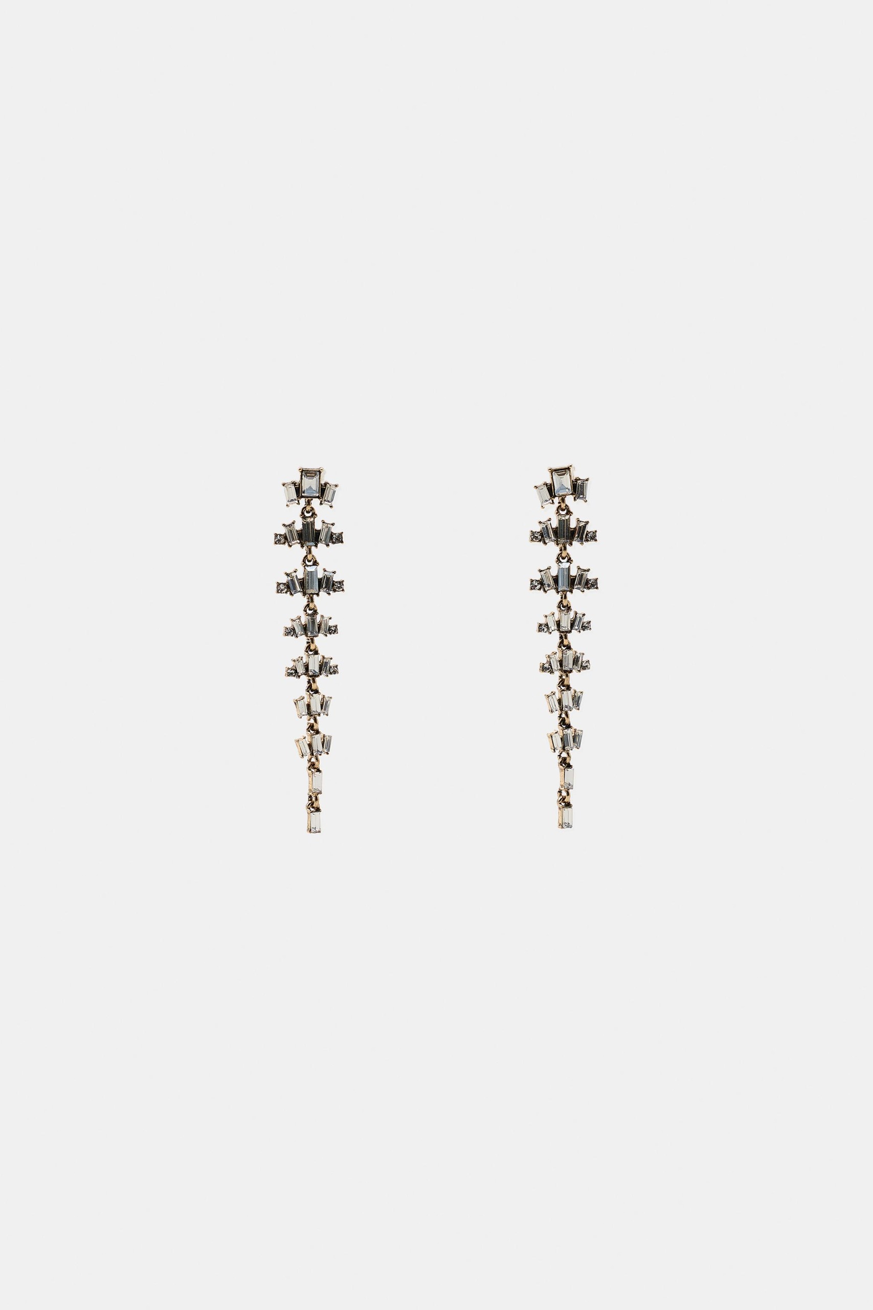 Metallic Jewel Earrings - Golden - M