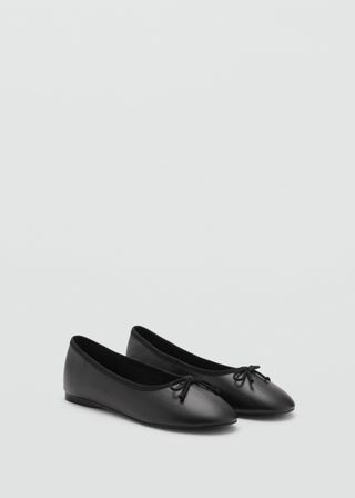 Leather Ballet Flats With Bow