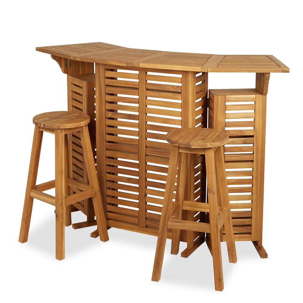 outdoor bar and stools