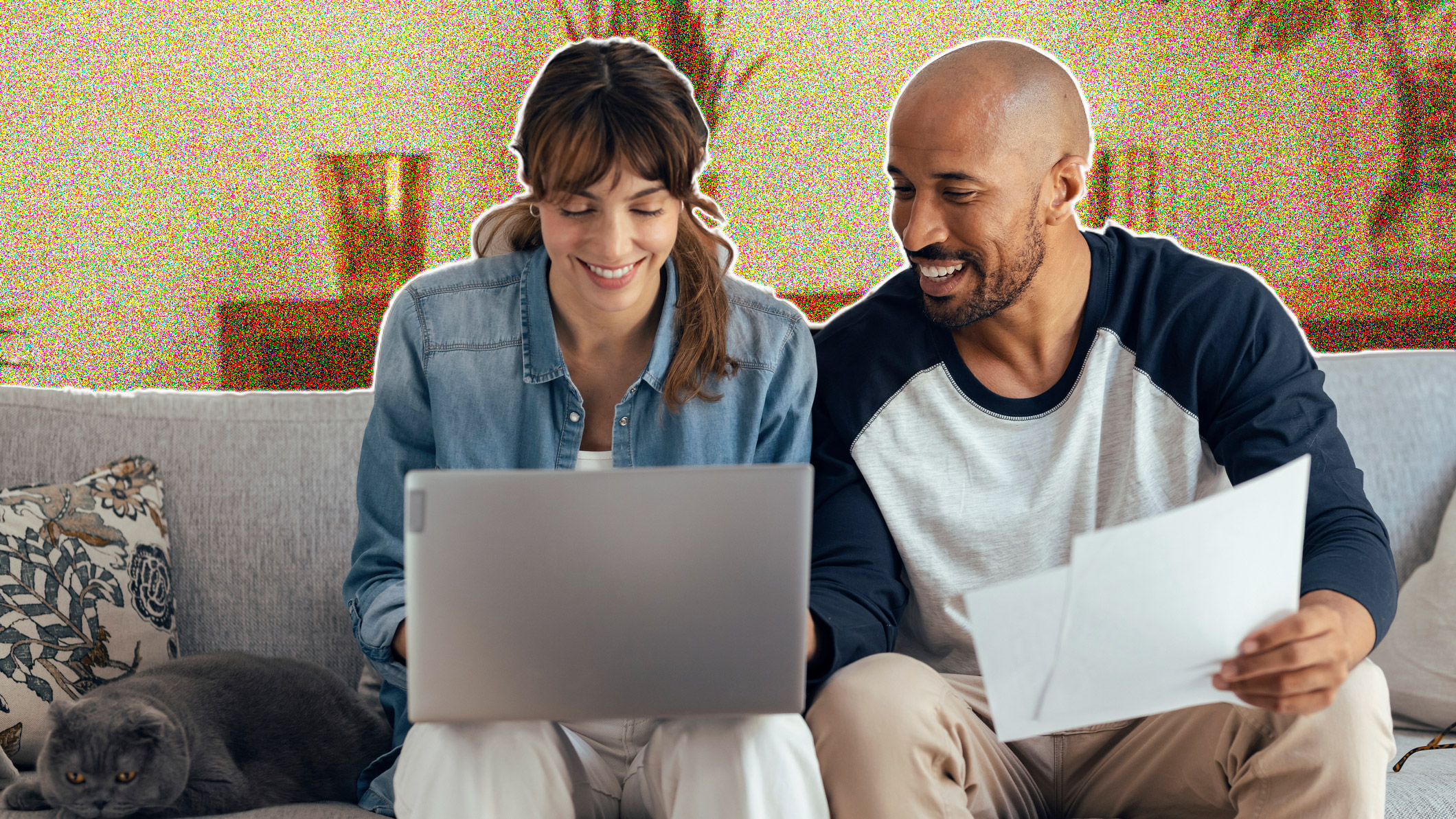 Young couple checking bills 