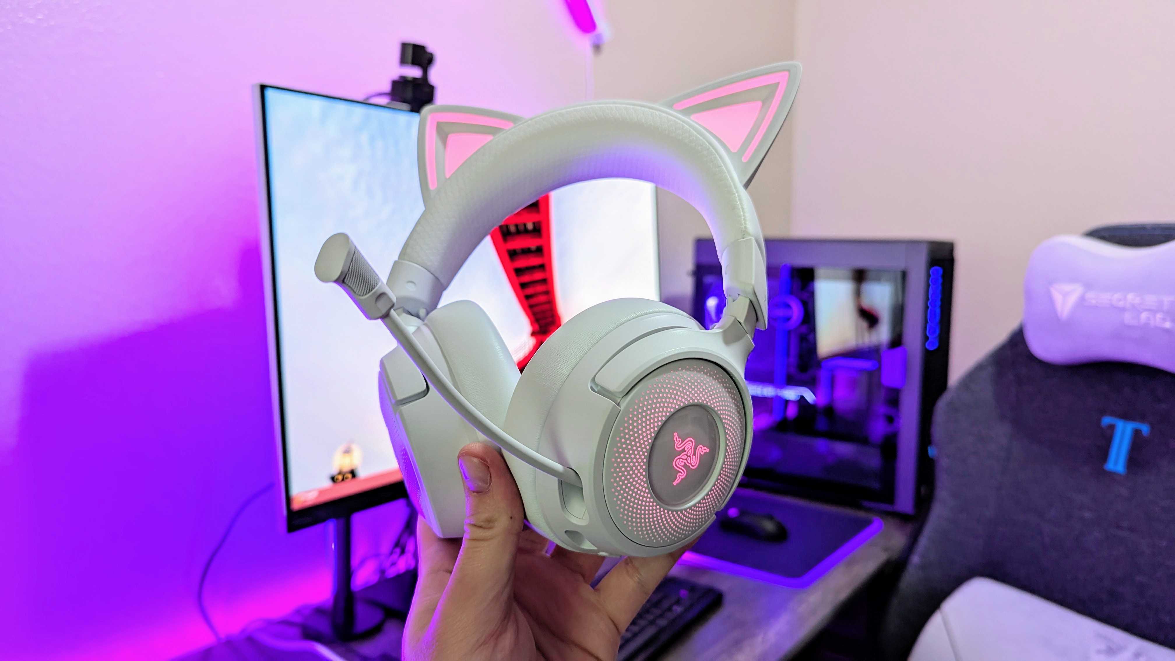 Image of the Razer Kraken Kitty V3 Pro wireless gaming headset.