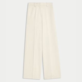 white wide leg suit trousers