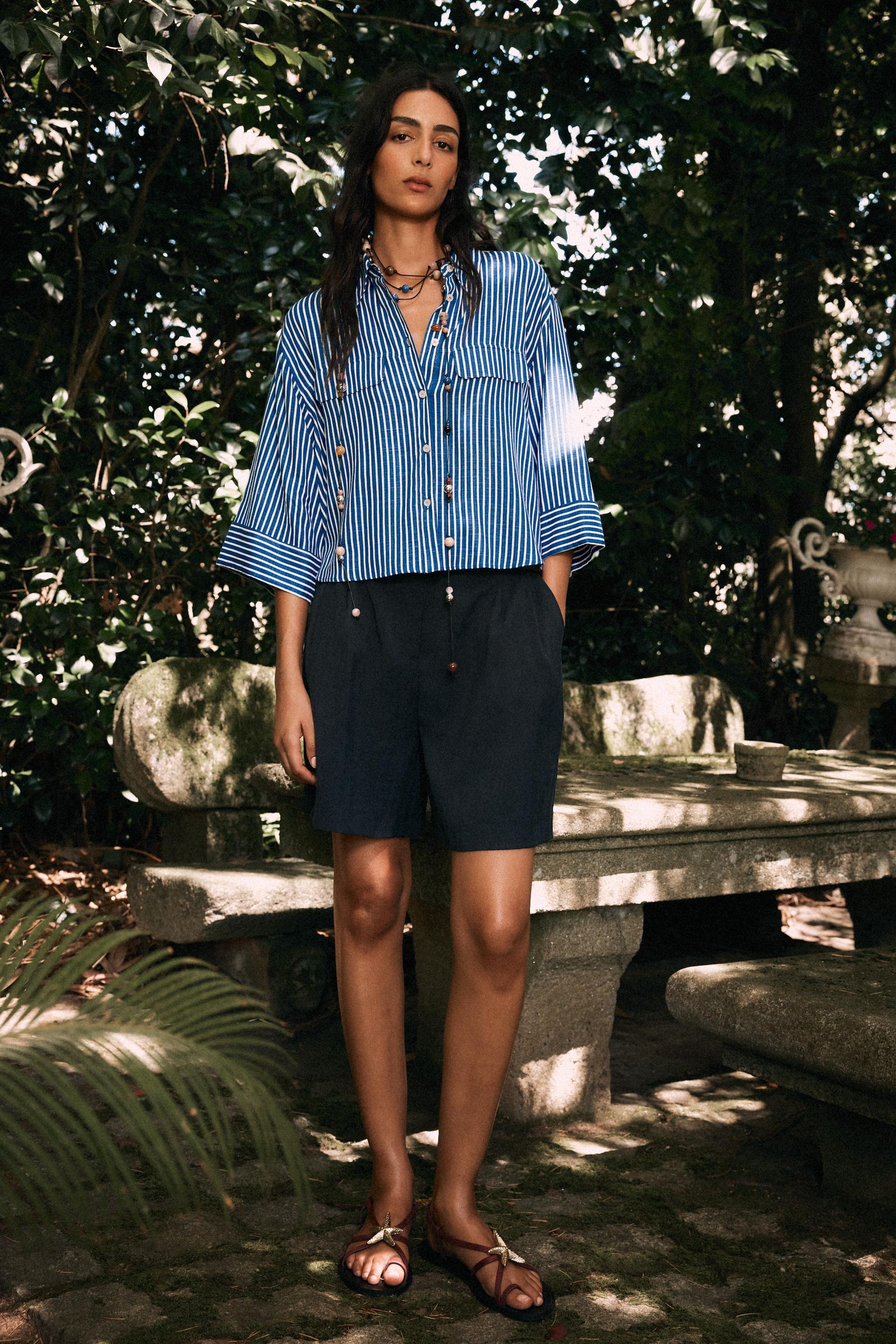 Striped Linen Blend Shirt
