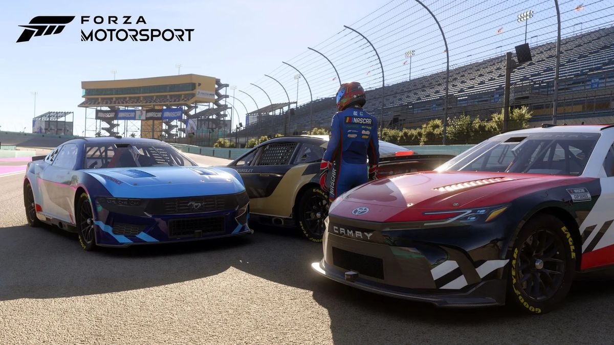 All three brands of NASCAR race car in Forza Motorsport for Xbox and PC. 