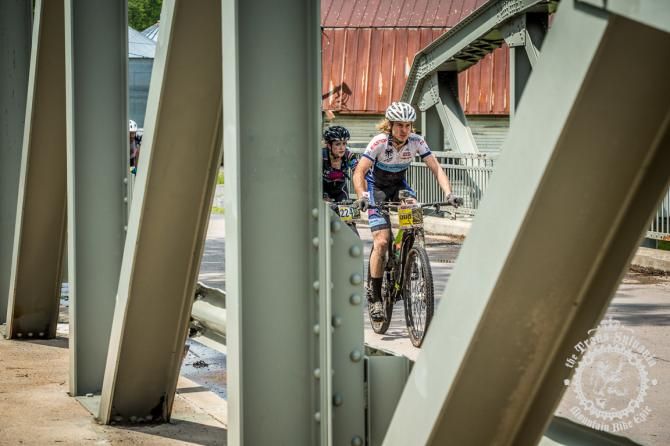 Scott Smith and Ellen Noble cross the river in Coburn, PA.