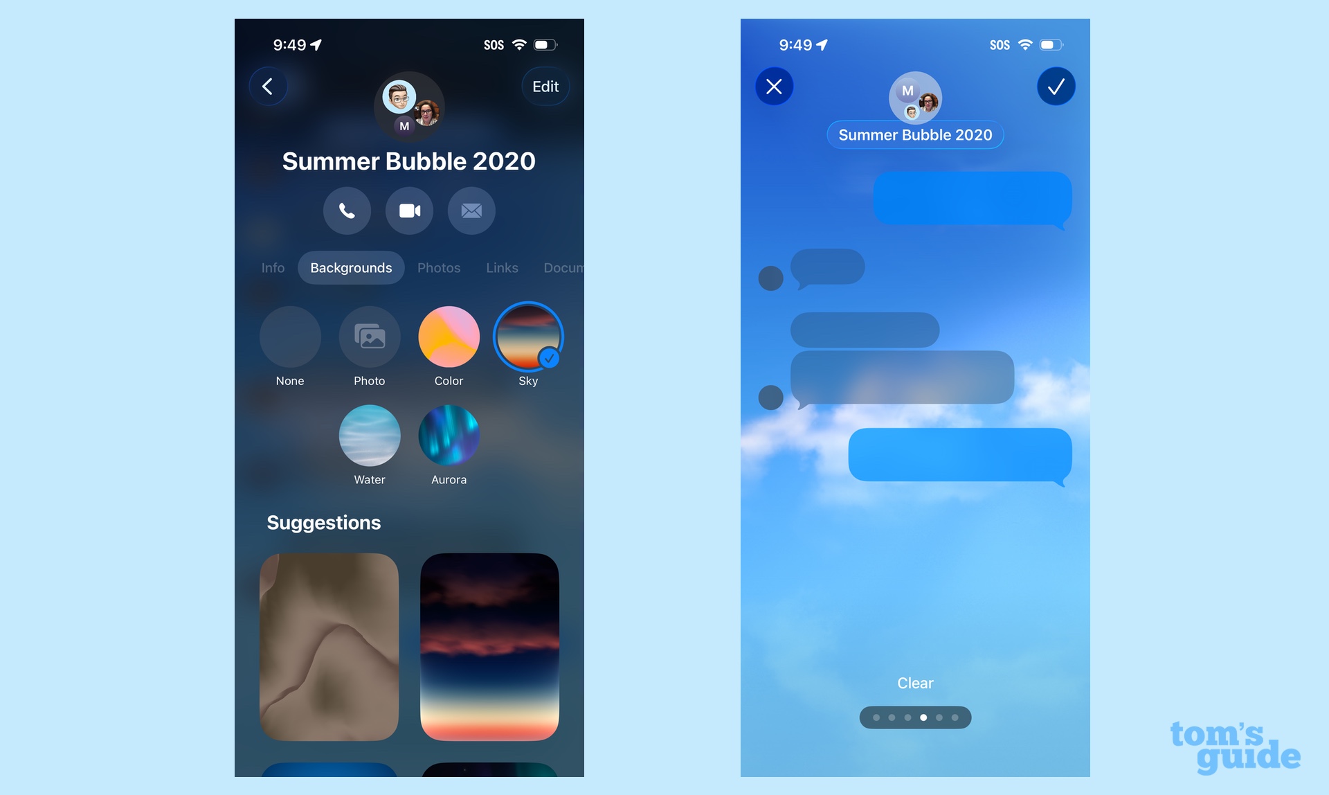 Choosing a background for conversations in iOS 26 Messages