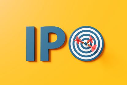 Letters forming IPO on a yellow wall
