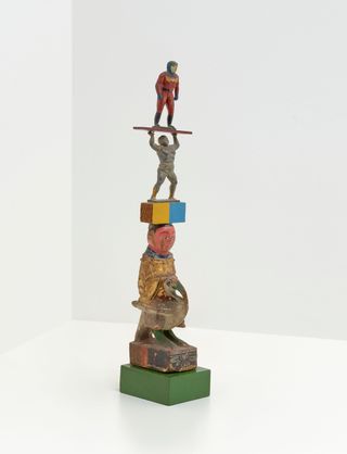 Peter Blake, 3 Man Up, 1961, oil on wood; metal, plastic and wood assemblage