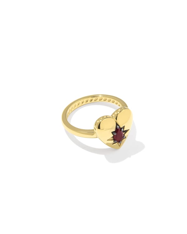 Bold Heirloom&amp;nbsp;heart&amp;nbsp;18k Yellow Gold Vermeil Band Ring&amp;nbsp;