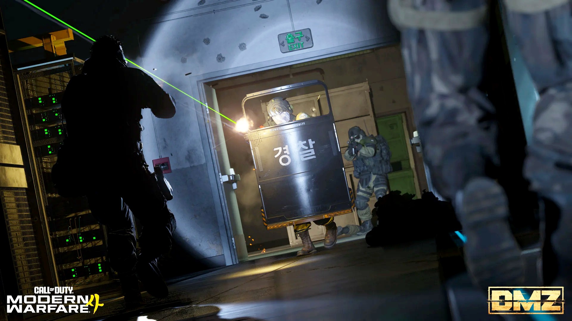 An operator enters a room behind a riot shield in MW4 DMZ Season 1