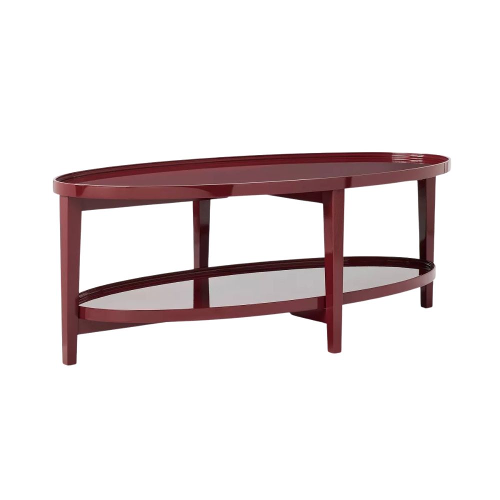 Coffee Table Lacquer Finish Dark Red