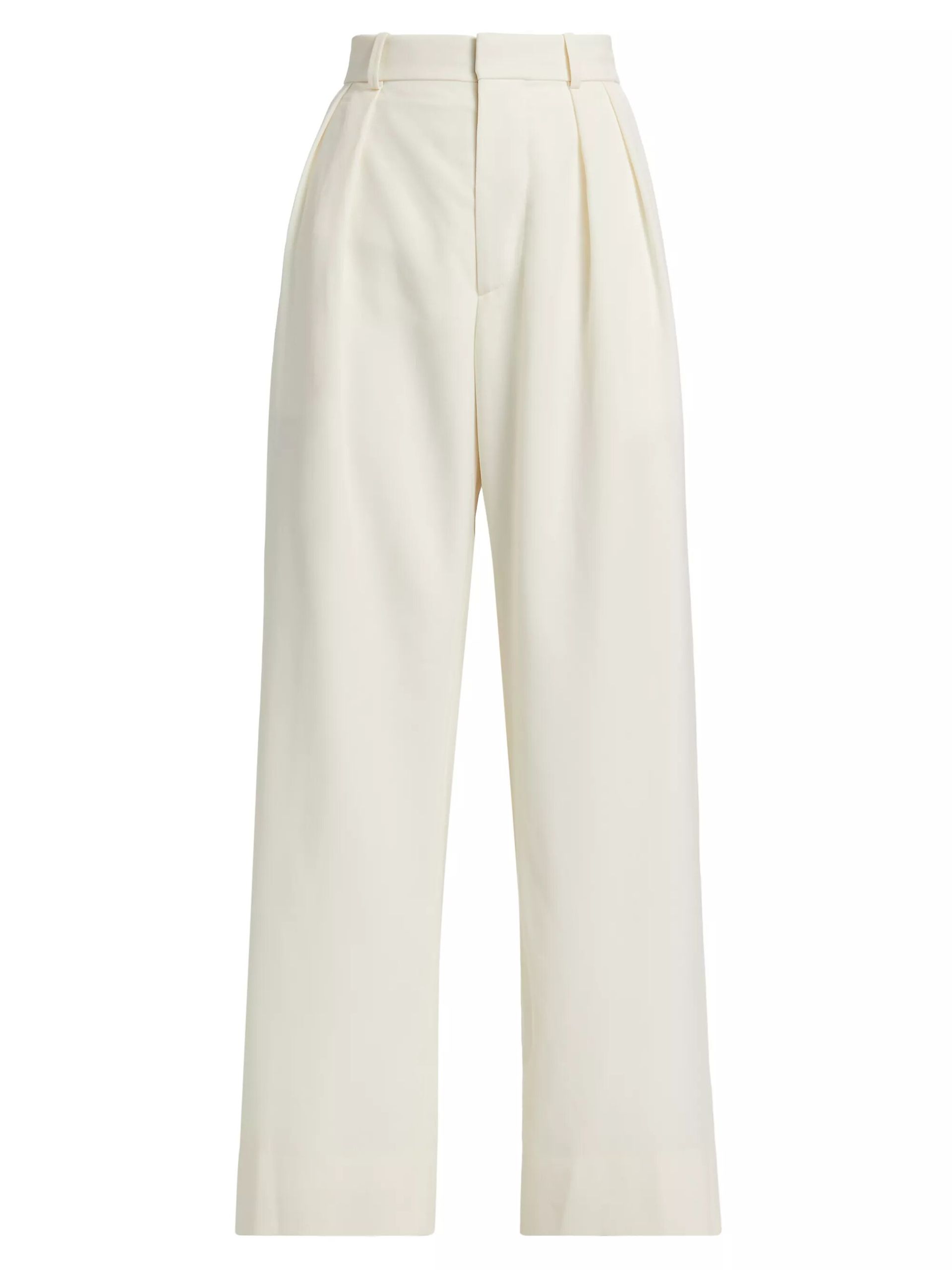 Pleated Wool Low-Rise Trousers