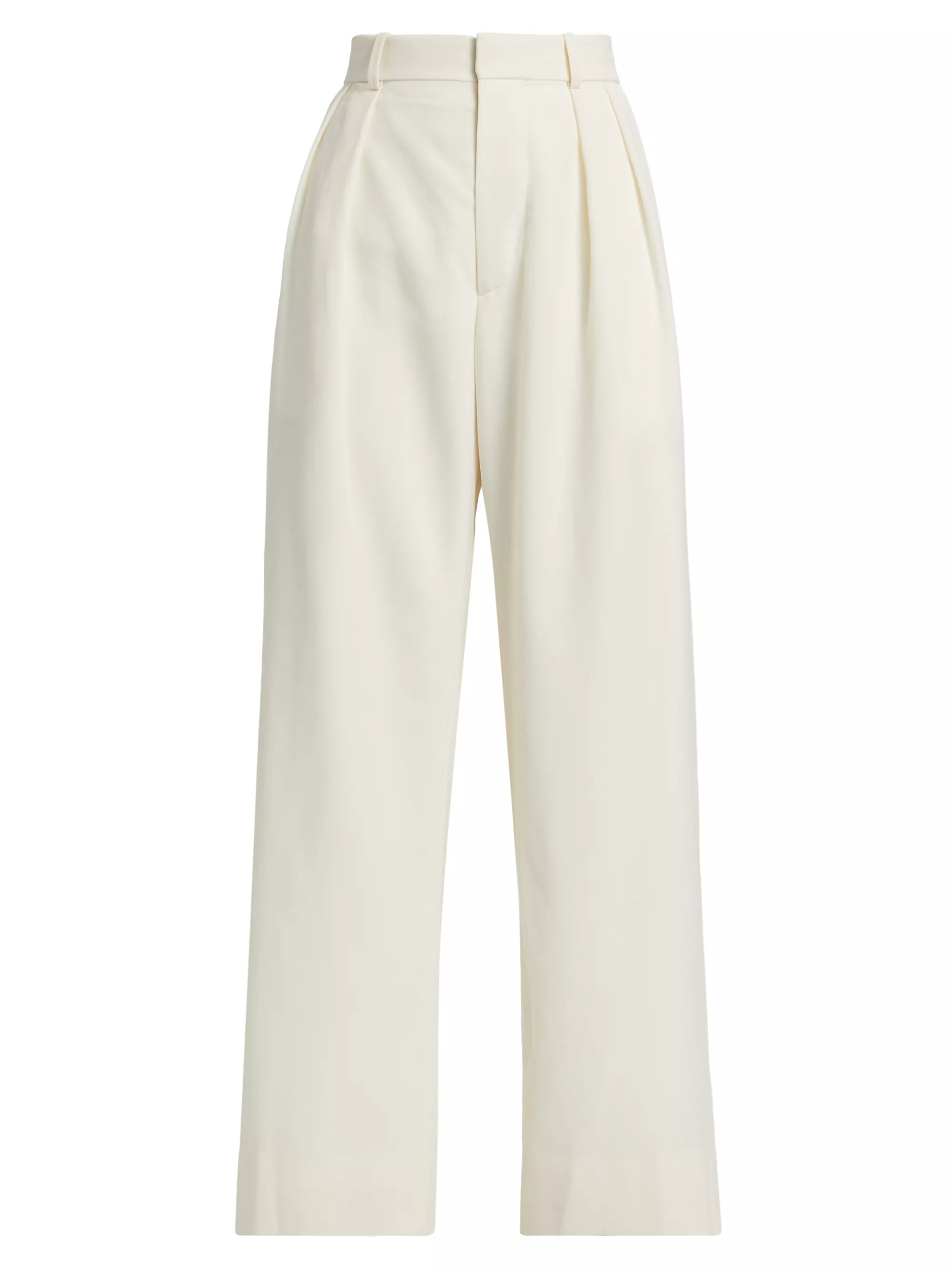 Pleated Wool Low-Rise Trousers