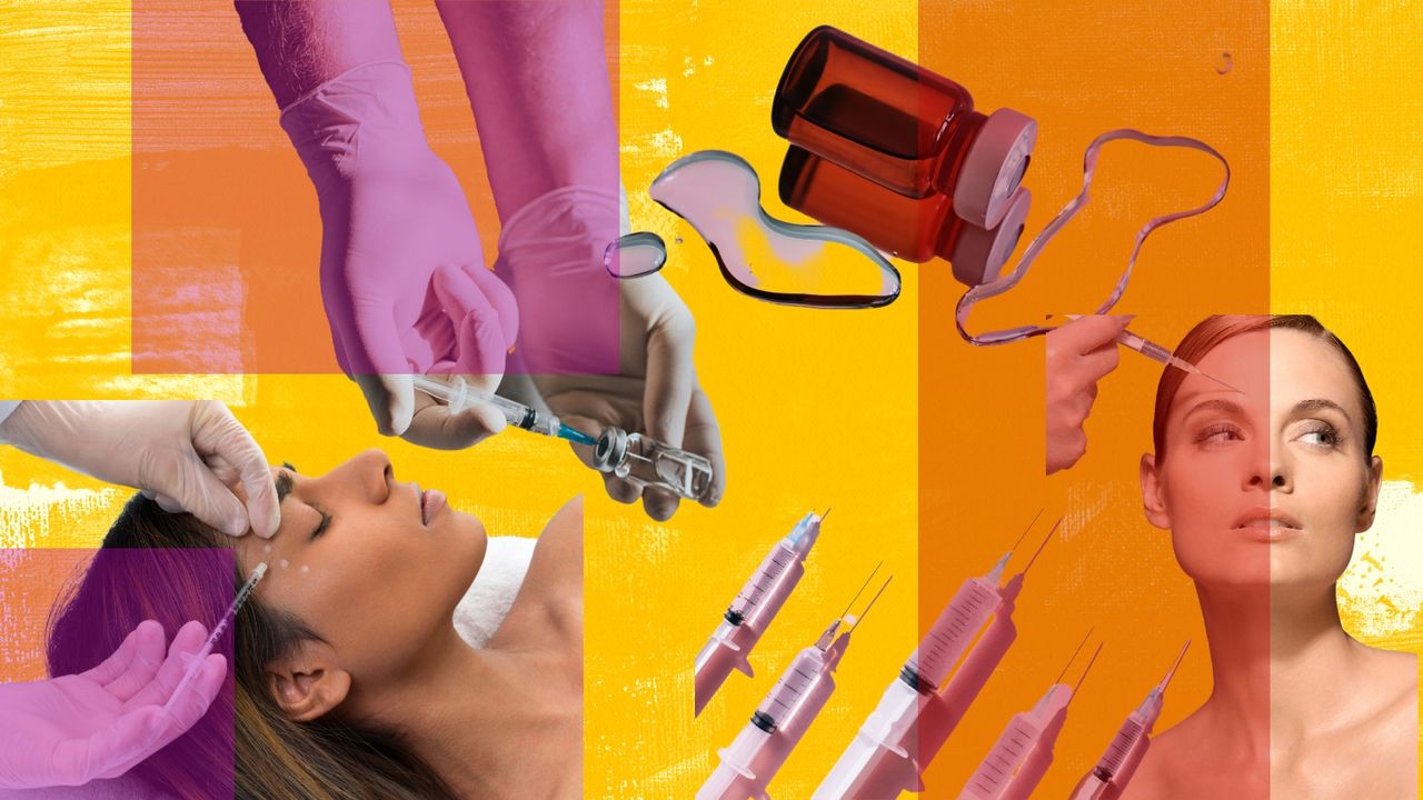 A colorful collage of women getting Botox injections